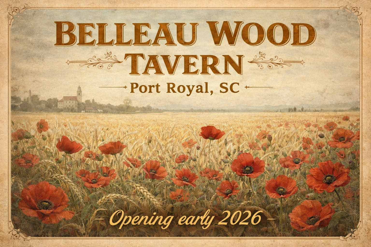Wheat Field and Poppies of Belleau Wood Battlefield